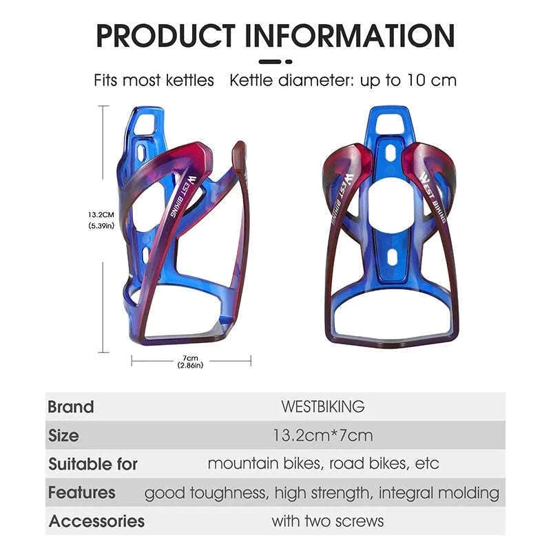 Colorful Gradient Bike Bottle Cage for Secure Ride Hydration-Black