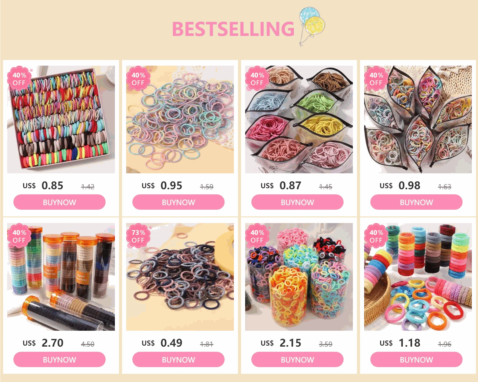 Colorful Mini Hair Ties Bulk Pack-1 / 1000pcs