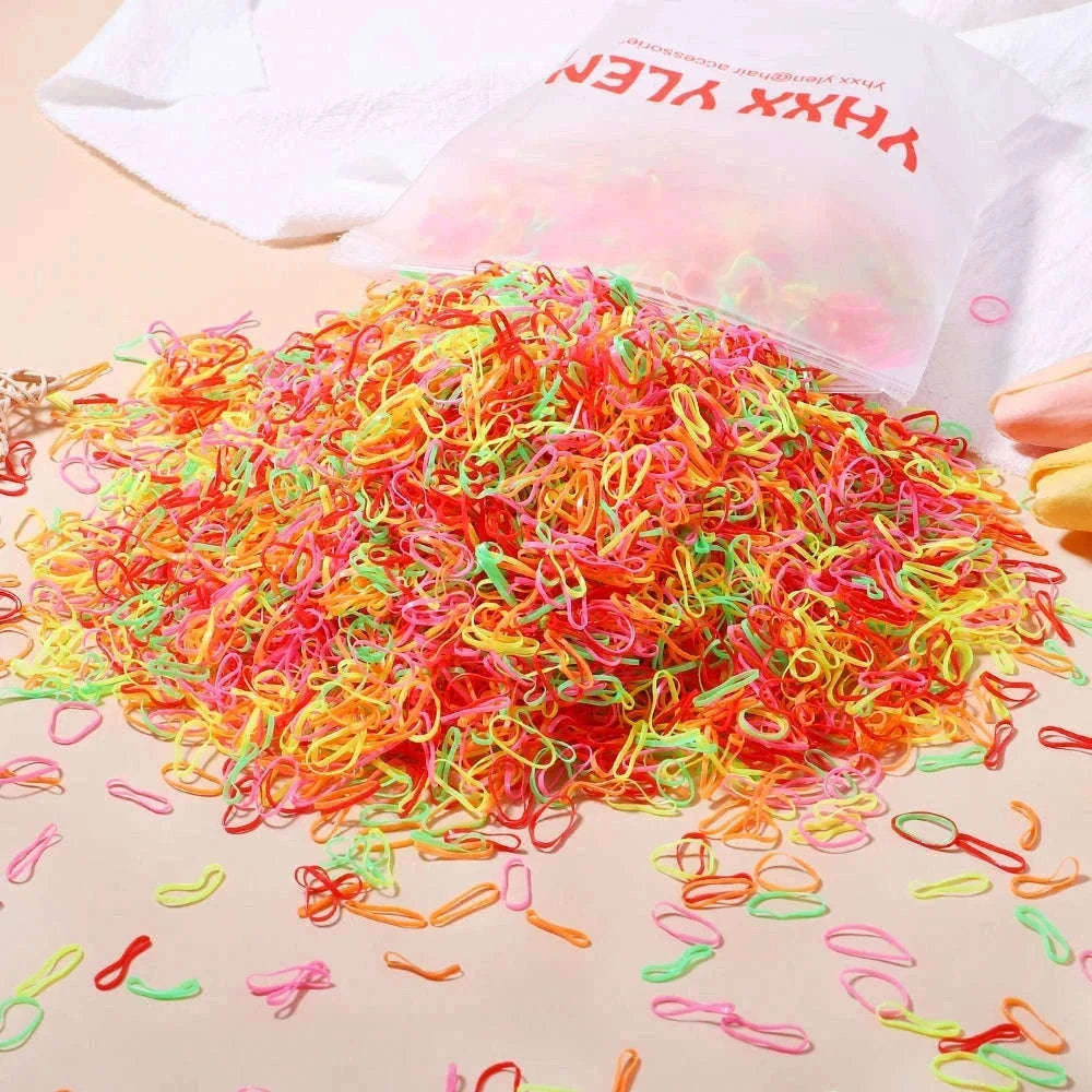 Colorful Mini Hair Ties Bulk Pack for Kids' Everyday Styling-1 / 1000pcs