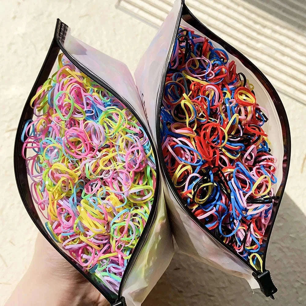 Colorful Mini Hair Ties Bulk Pack for Kids' Everyday Styling-1 / 1000pcs