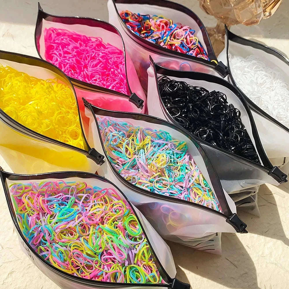 Colorful Mini Hair Ties Bulk Pack for Kids' Everyday Styling-1 / 1000pcs