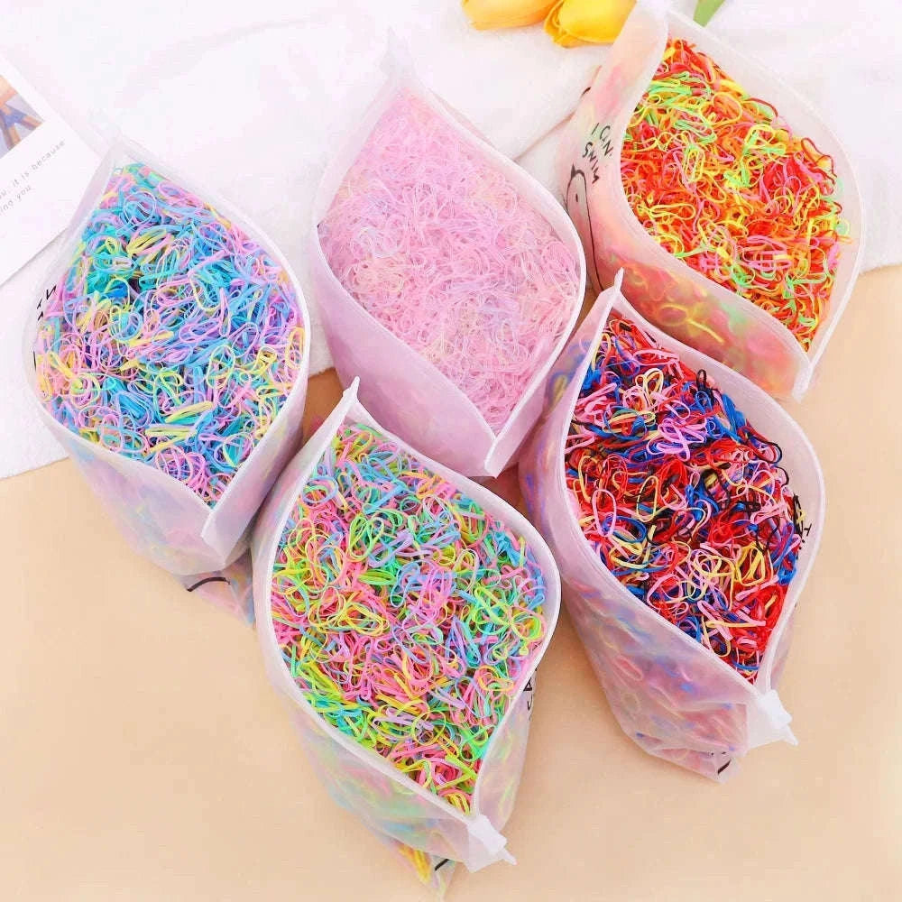 Colorful Mini Hair Ties Bulk Pack for Kids' Everyday Styling-1 / 1000pcs