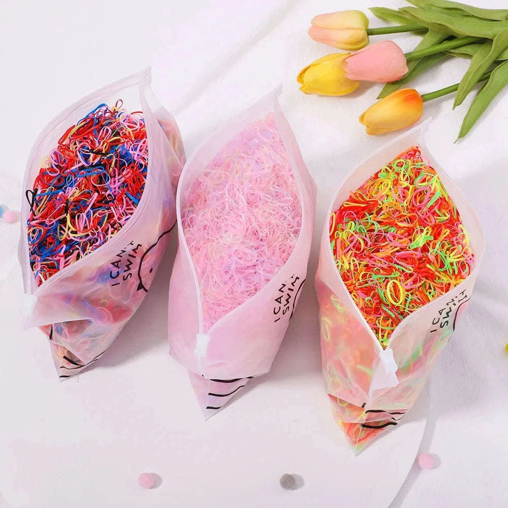 Colorful Mini Hair Ties Bulk Pack for Kids' Everyday Styling-1 / 1000pcs