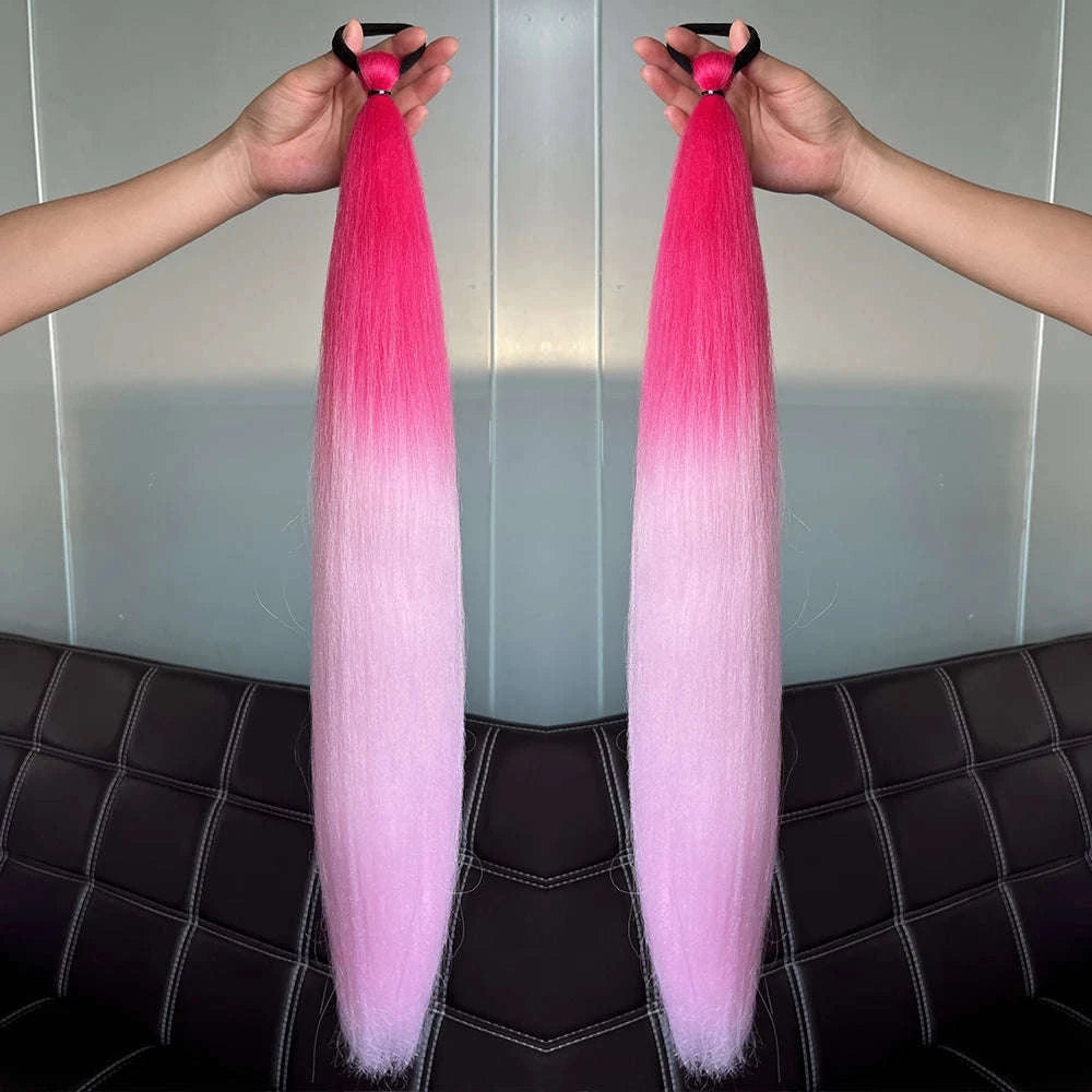 Colorful Ponytail Extension Set – DIY Braided Hairpiece-A16 / 24inches