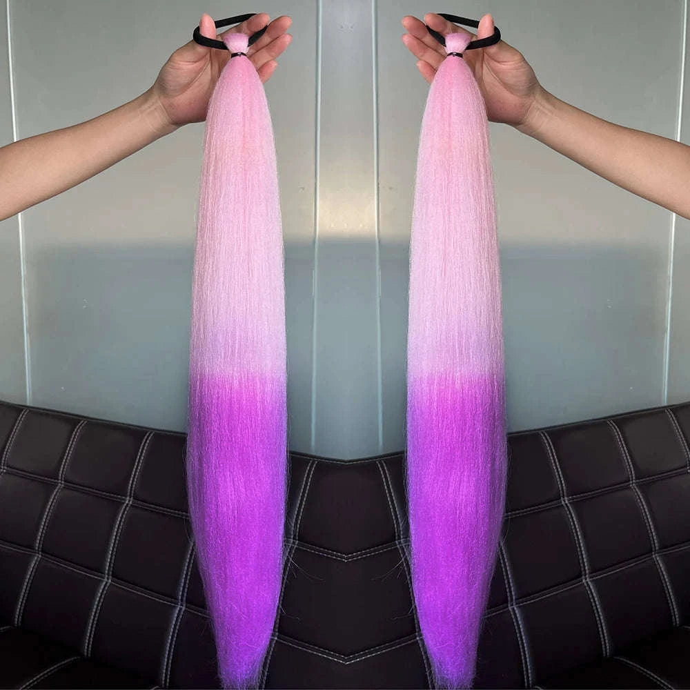 Colorful Ponytail Extension Set – DIY Braided Hairpiece-A16 / 24inches