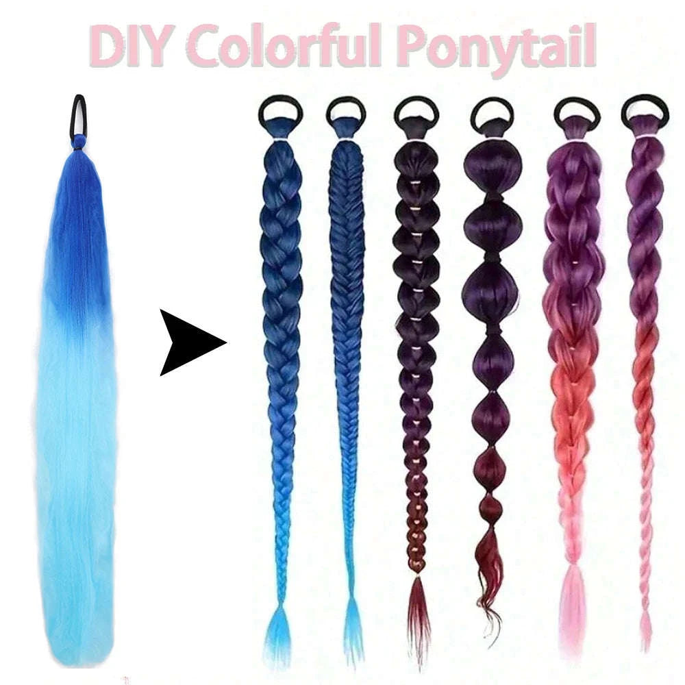Colorful Ponytail Extension Set – DIY Braided Hairpiece-A16 / 24inches