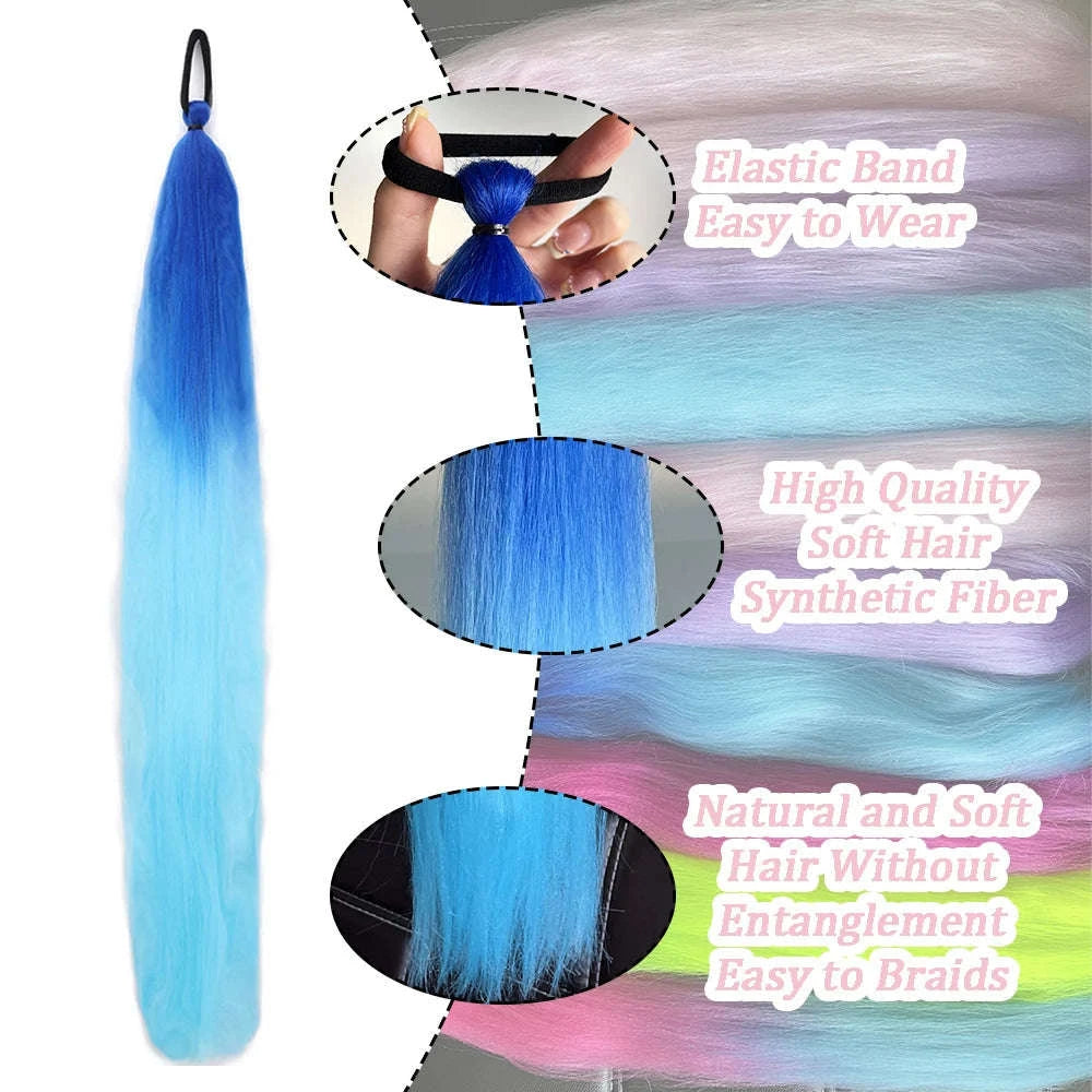 Colorful Ponytail Extension Set – DIY Braided Hairpiece-A16 / 24inches