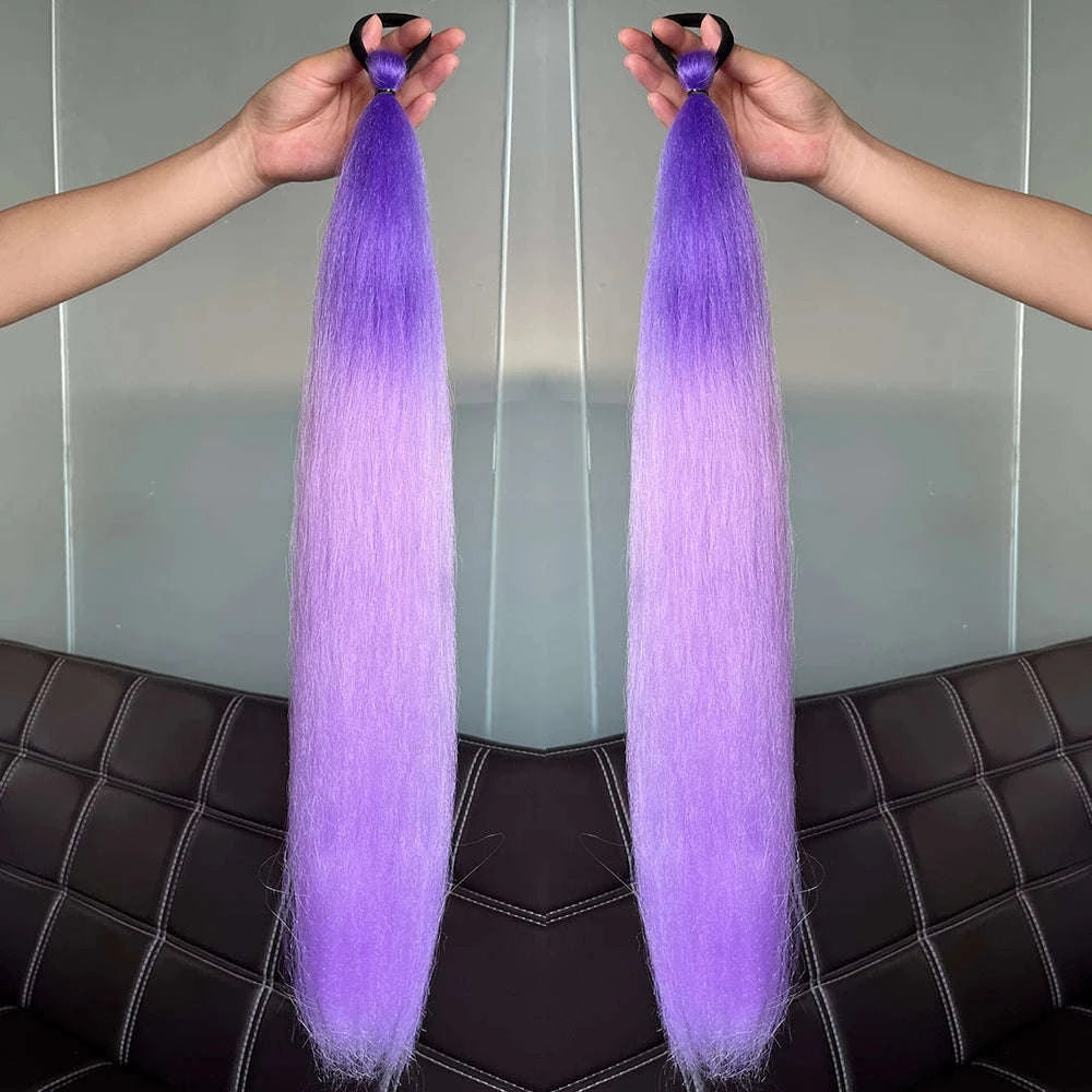 Colorful Ponytail Extension Set – DIY Braided Hairpiece-A16 / 24inches