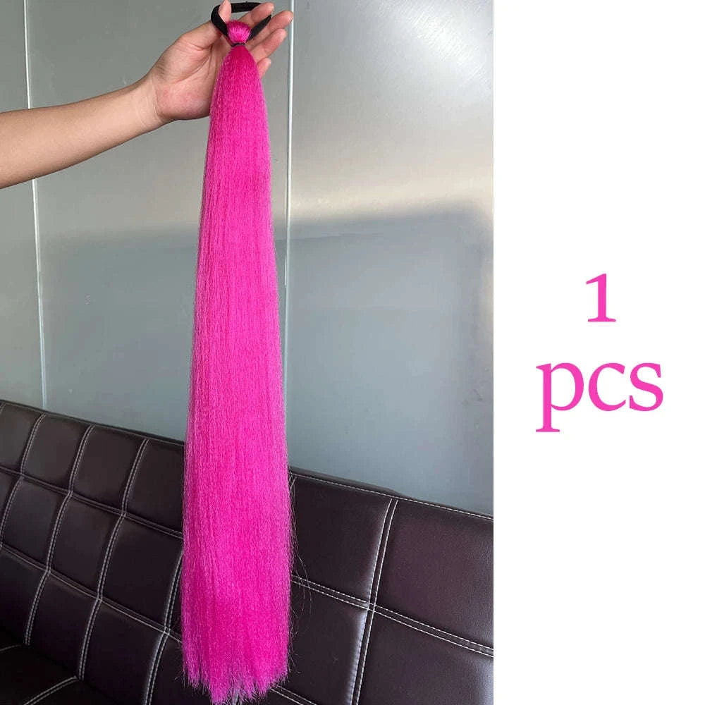 Colorful Ponytail Extension Set – DIY Braided Hairpiece-A16 / 24inches