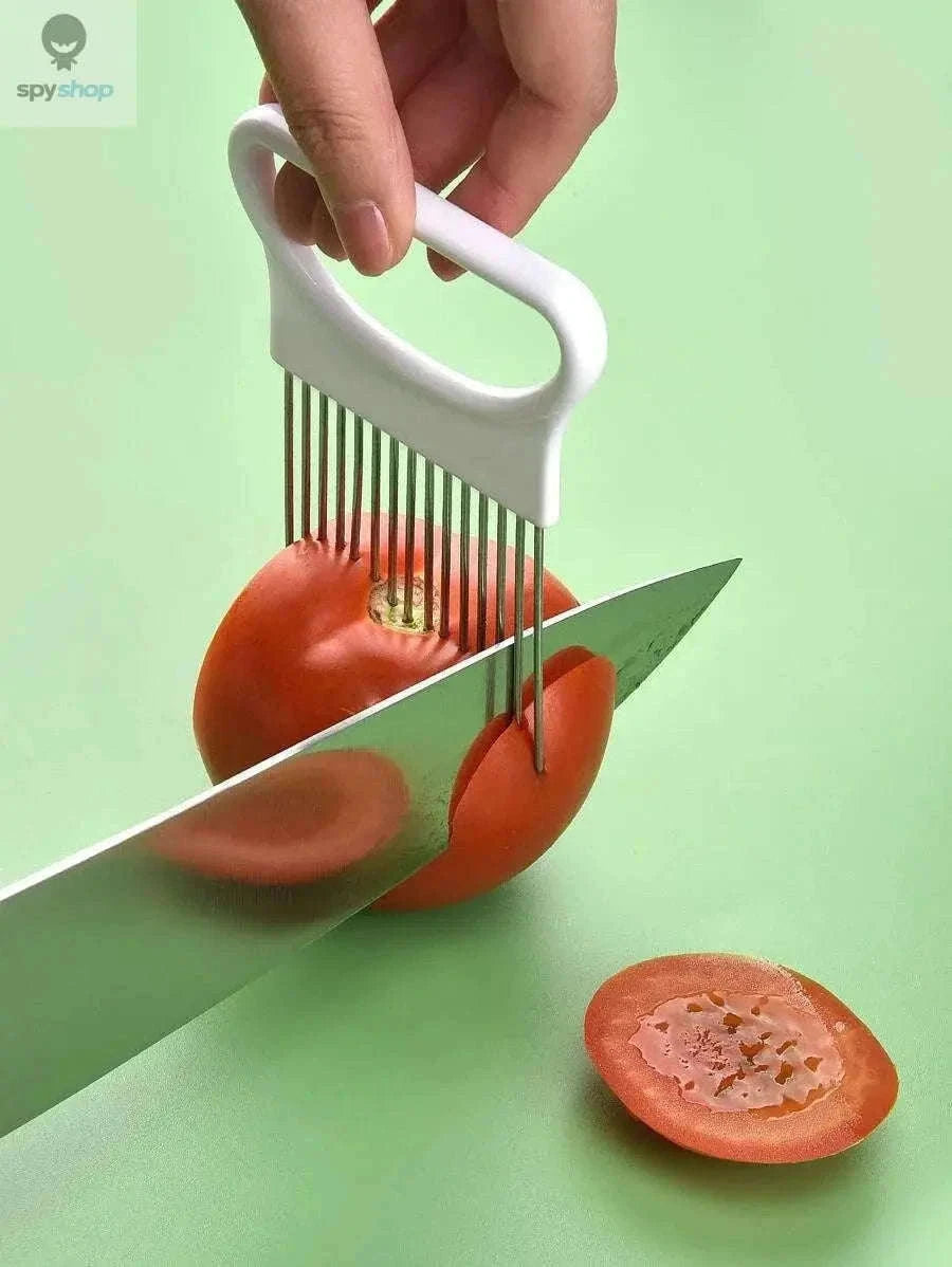 Colorful Stainless Steel Onion Slicer for Safer, Even Cuts-blue