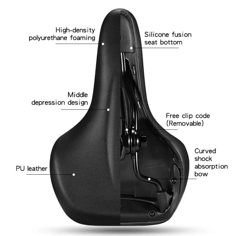 Comfort Shock-Absorbing Bicycle Saddle Waterproof MTB Road Bike Seat-Default Title