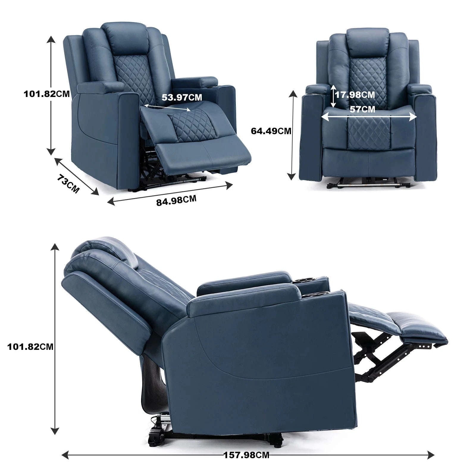 COMHOMA Relax TV Armchair with Recliner, LED & Massage Function-Red / One Seat / EU|GERMANY