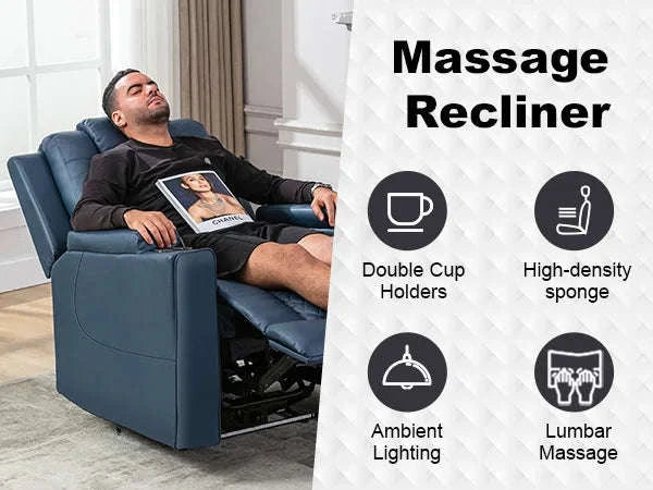 COMHOMA Relax TV Armchair with Recliner, LED & Massage Function-Red / One Seat / EU|GERMANY