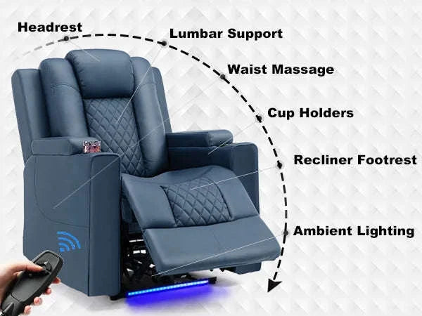 COMHOMA Relax TV Armchair with Recliner, LED & Massage Function-Red / One Seat / EU|GERMANY