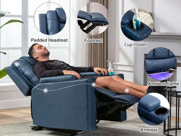 COMHOMA Relax TV Armchair with Recliner, LED & Massage Function-Red / One Seat / EU|GERMANY