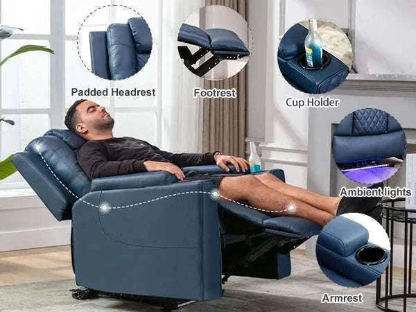 COMHOMA Relax TV Armchair with Recliner, LED & Massage-Red / One Seat / EU|GERMANY