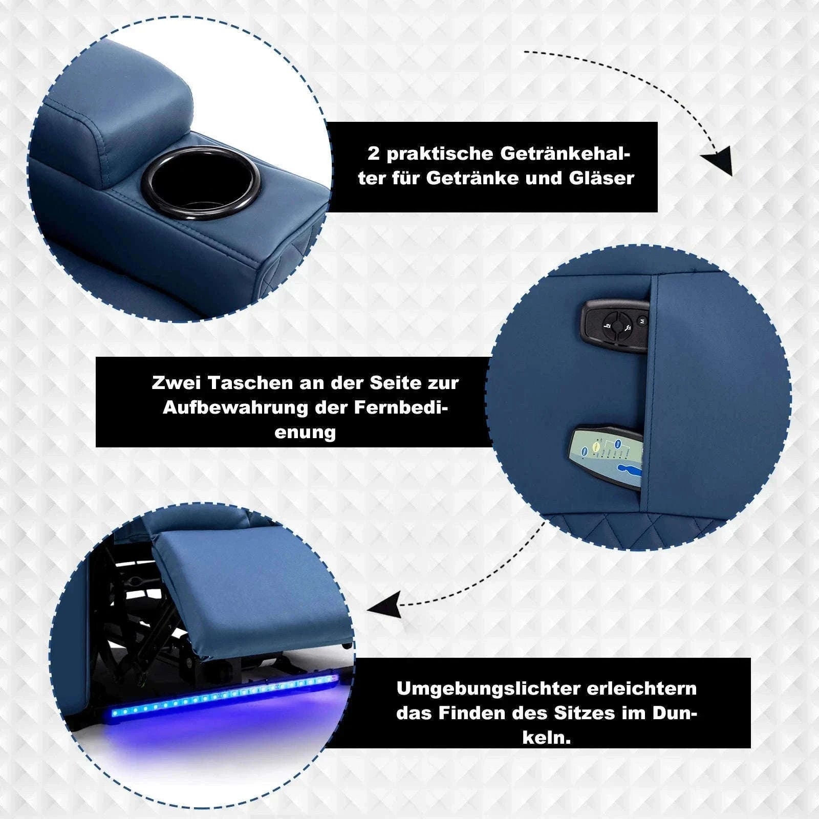 COMHOMA Relax TV Armchair with Recliner, LED & Massage-Red / One Seat / EU|GERMANY
