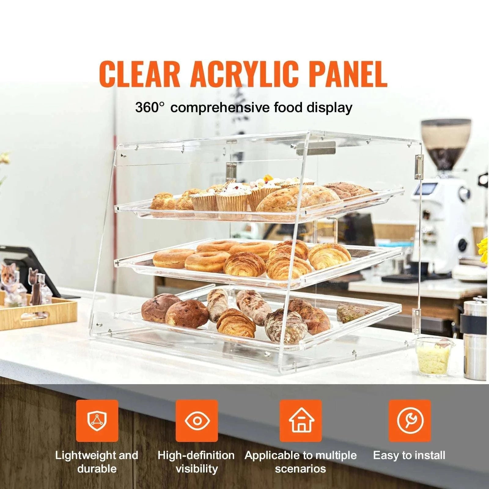 Commercial Acrylic Bakery Display Case with Removable Shelves-2-layers / spain