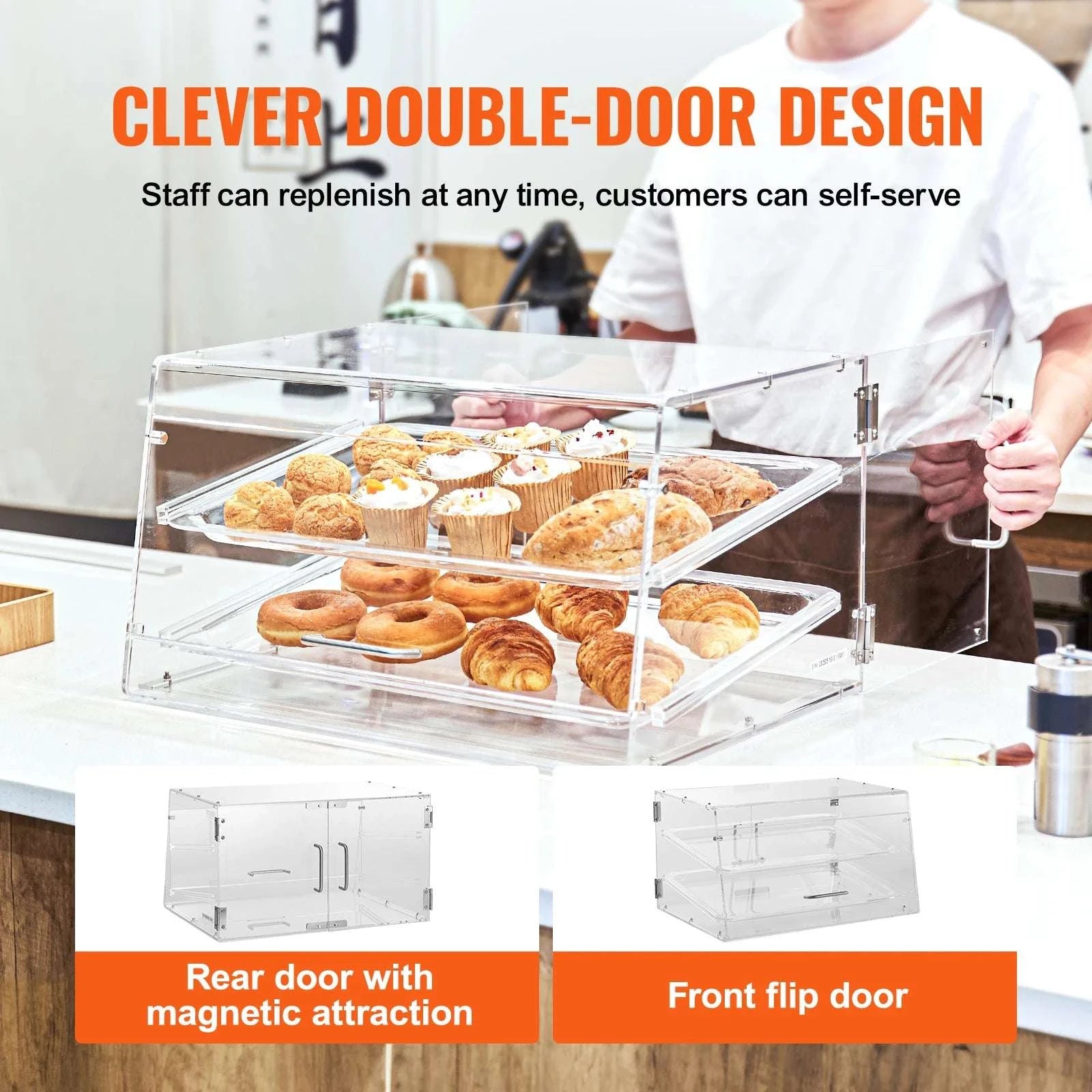 Commercial Acrylic Bakery Display Case with Removable Shelves-2-layers / spain