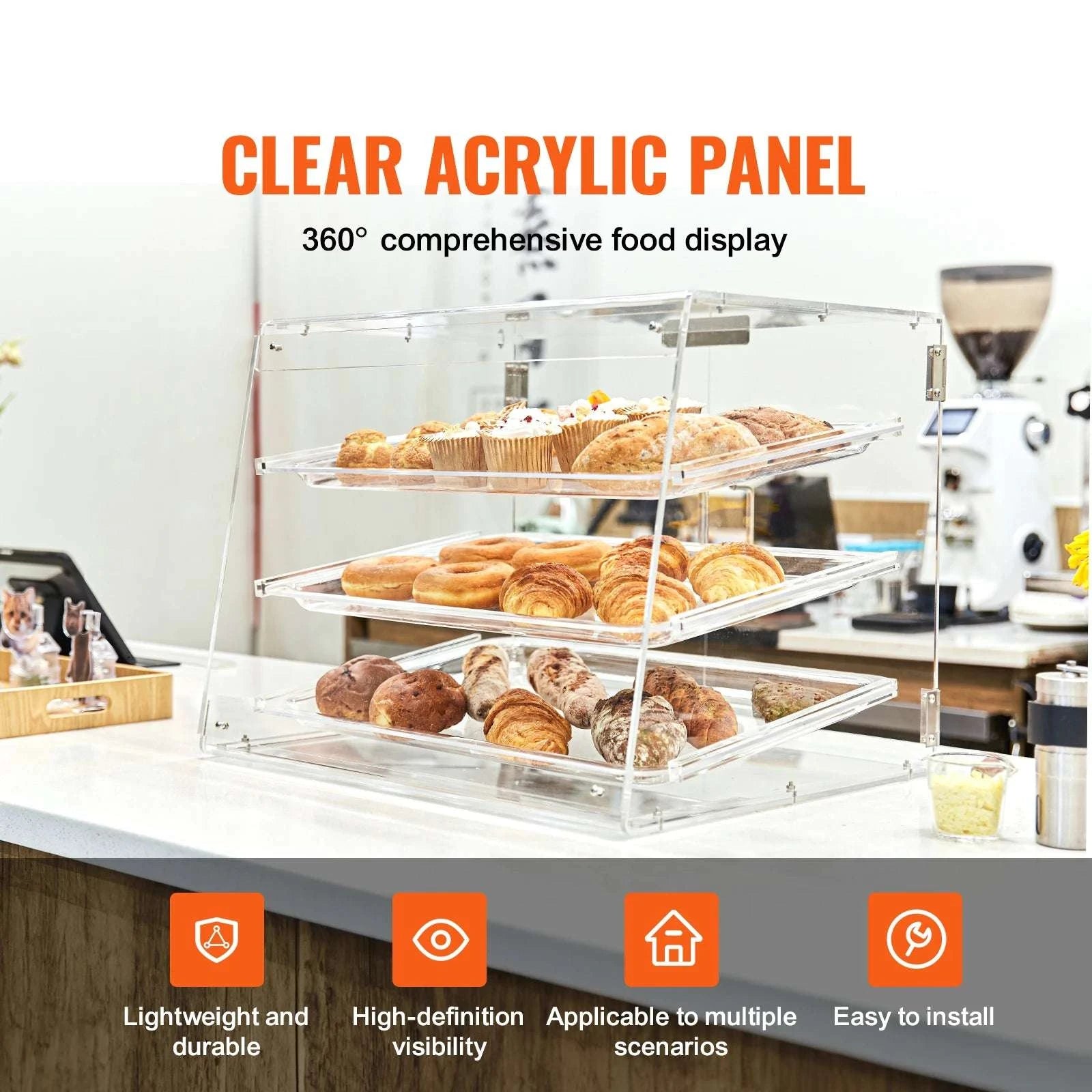 Commercial Acrylic Bakery Display Case with Removable Shelves-2-layers / spain