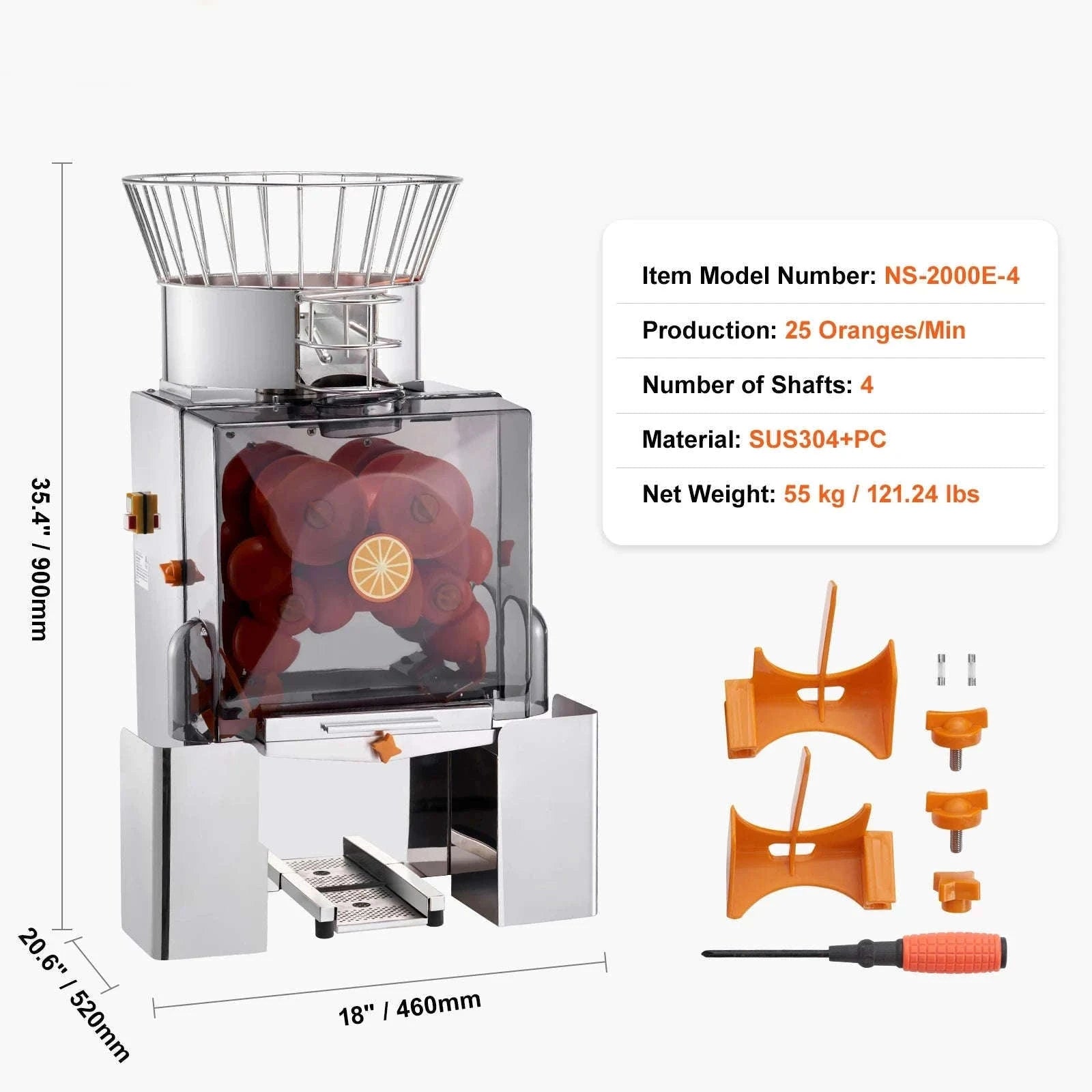 Commercial Automatic Orange Juicer Machine Stainless Steel with Pull-Out Filter Box-Full-Automatic / Germany