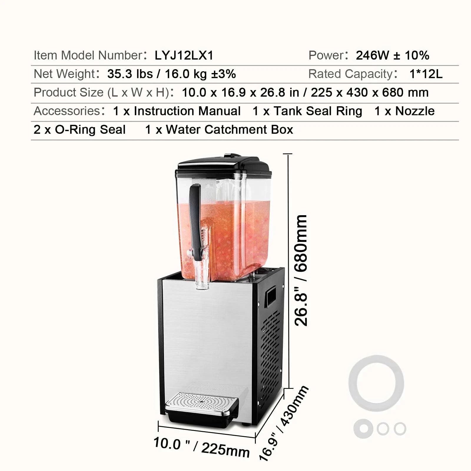 Commercial Beverage Dispenser 10L–18L Stainless Steel Cooling Machine-2x10L / United States