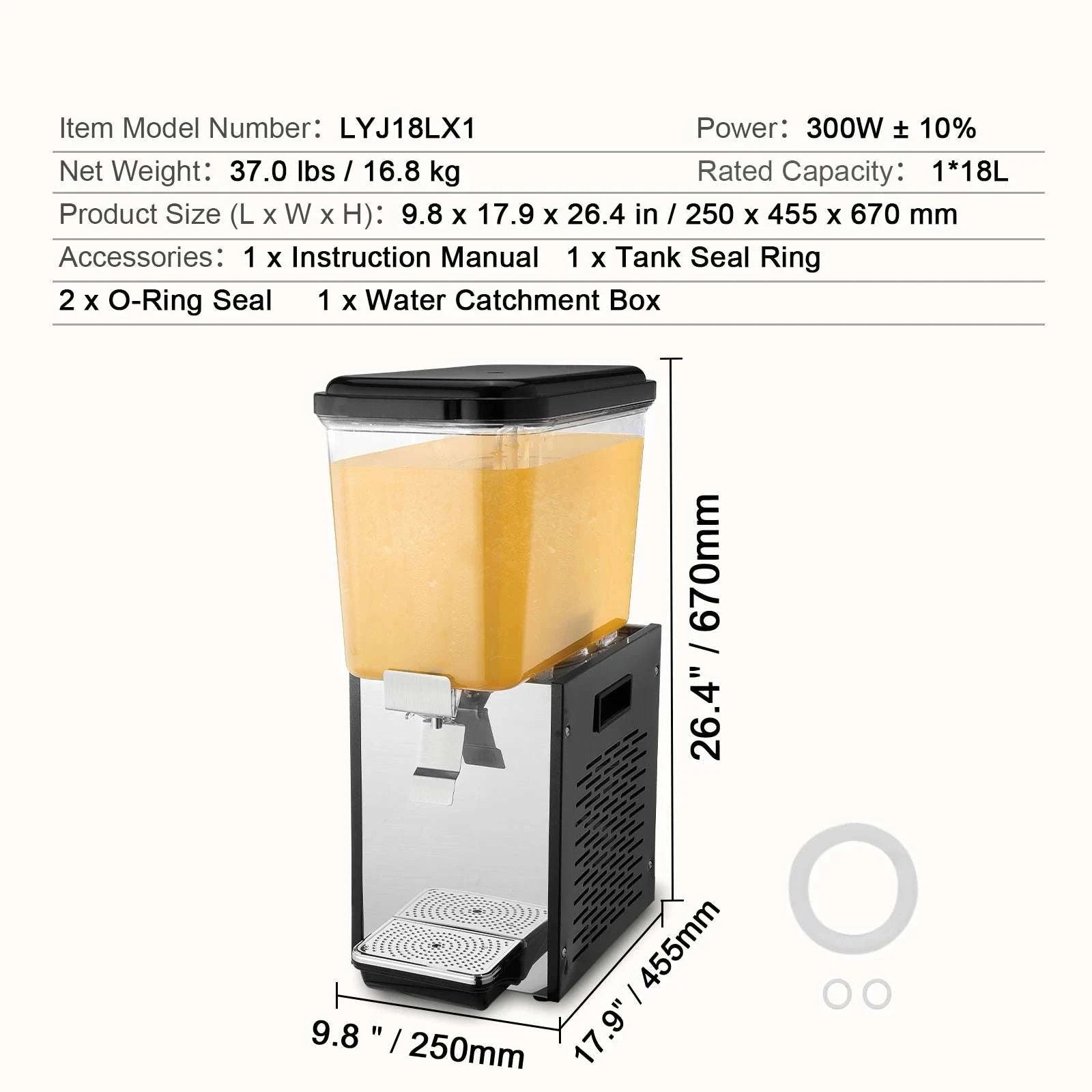 Commercial Beverage Dispenser 10L–18L Stainless Steel Cooling Machine-2x10L / United States