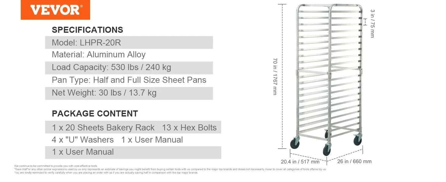 Commercial Bun Pan Rack with Brake Wheels 10/20 Sheet Capacity-10 Sheet / United States