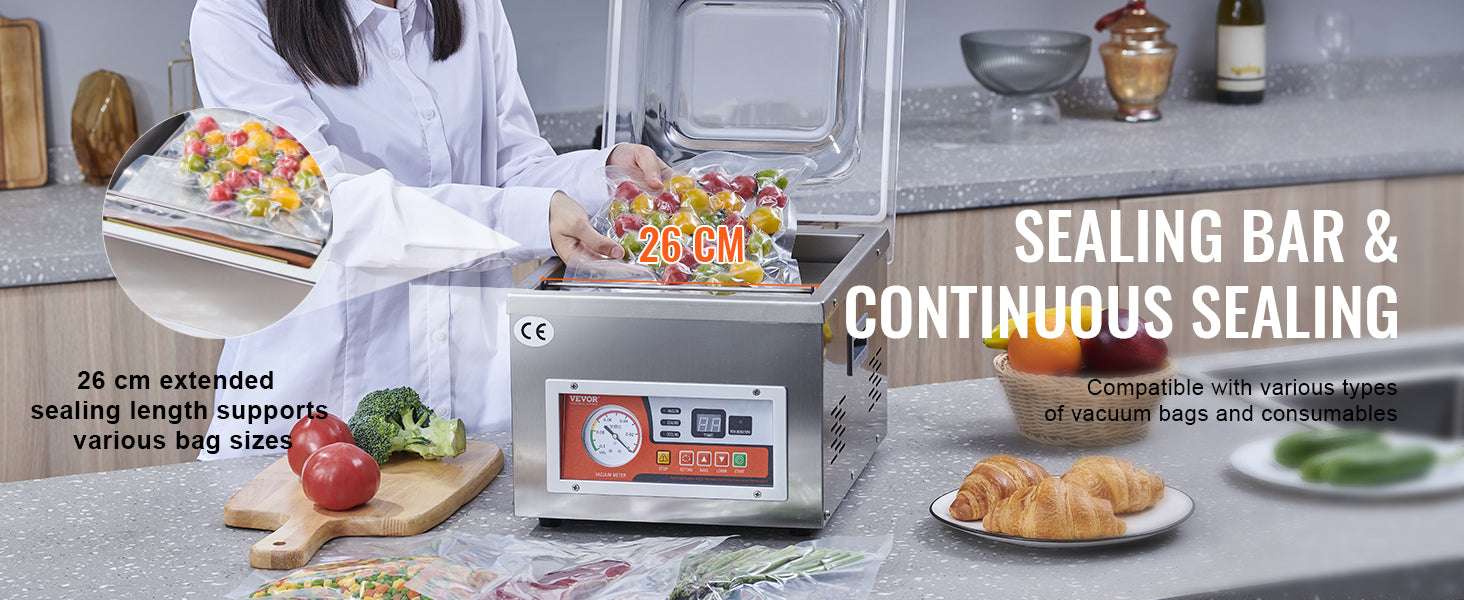 Commercial Chamber Vacuum Sealer 260mm Food Packaging Machine-france
