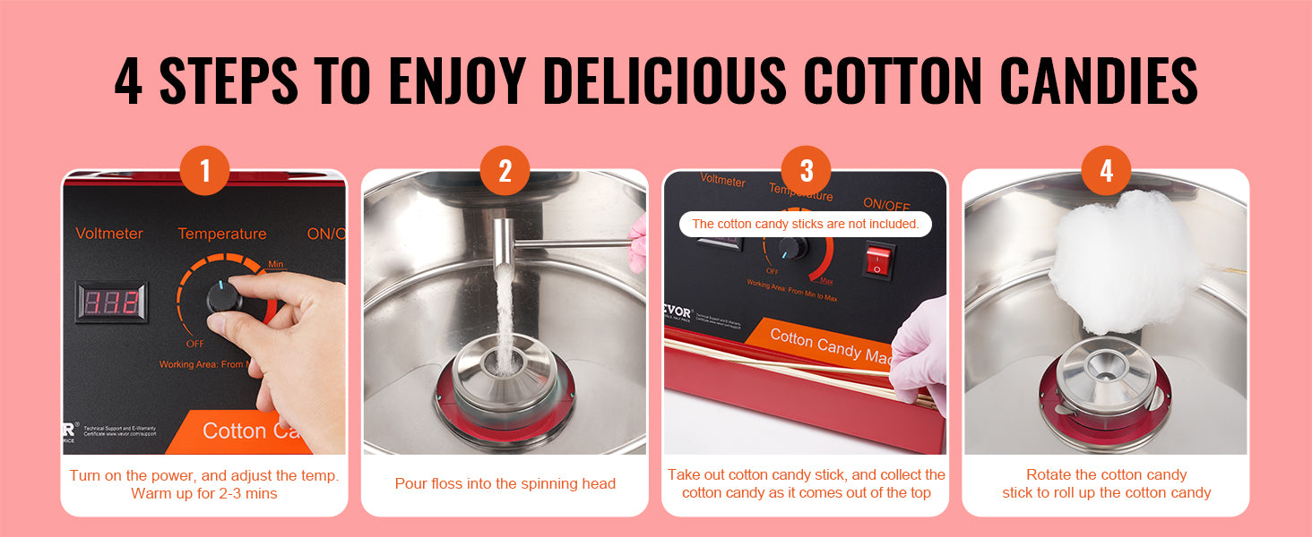 Electric Cotton Candy Machine 1000W Candy Floss Maker with Bowl