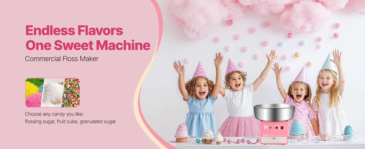 Commercial Cotton Candy Machine with Large Bowl for Parties-Pink / Poland
