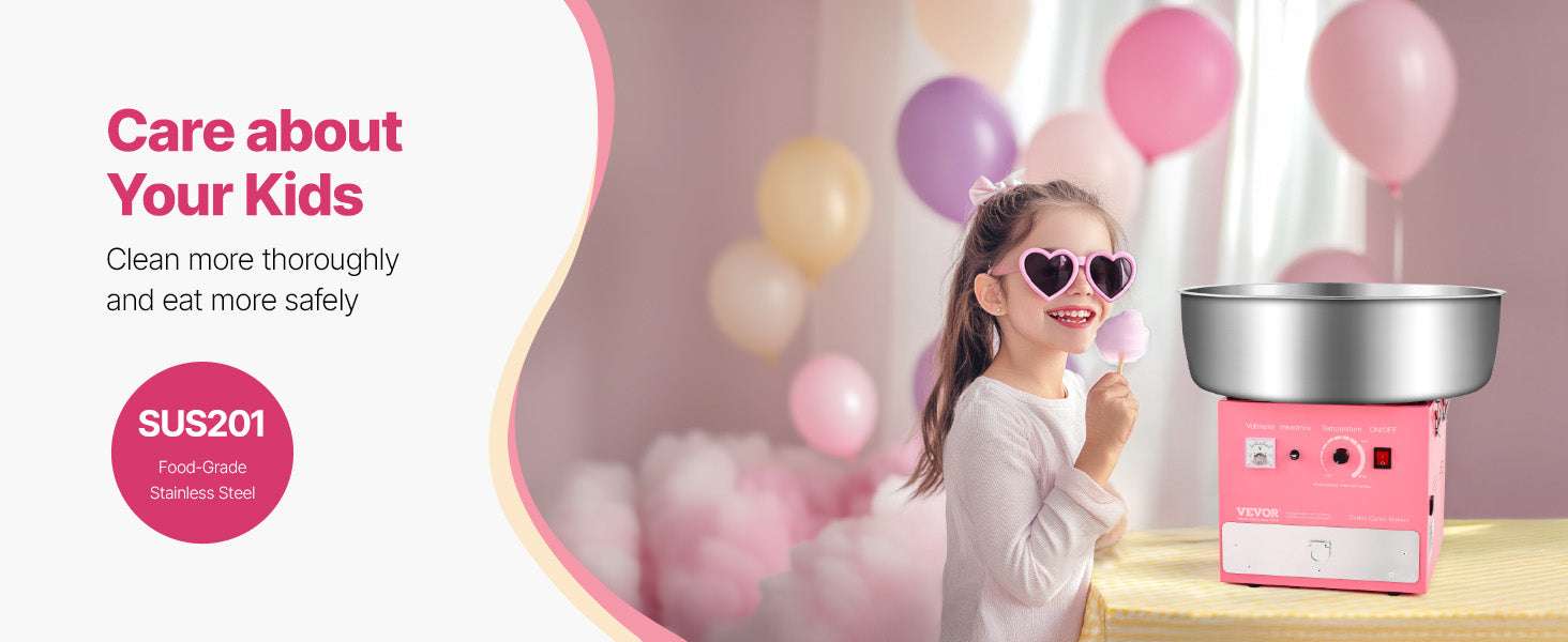 Commercial Cotton Candy Machine with Large Bowl for Parties-Pink / Poland
