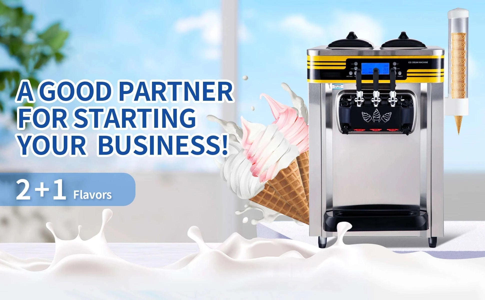 Commercial Countertop Soft Serve Ice Cream Machine 3 Flavors 22-30 L/H-United States