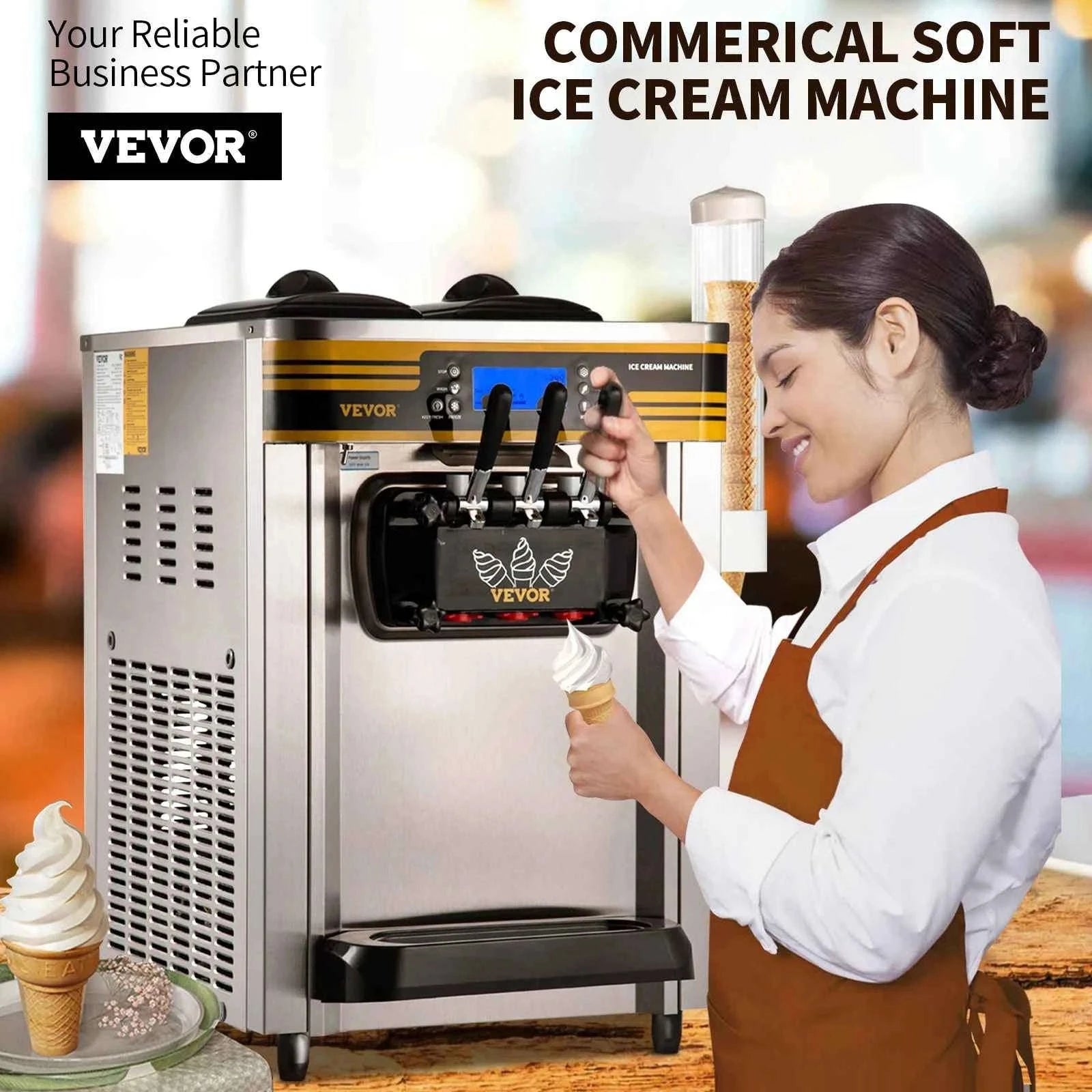 Commercial Countertop Soft Serve Ice Cream Machine 3 Flavors 22-30 L/H-United States