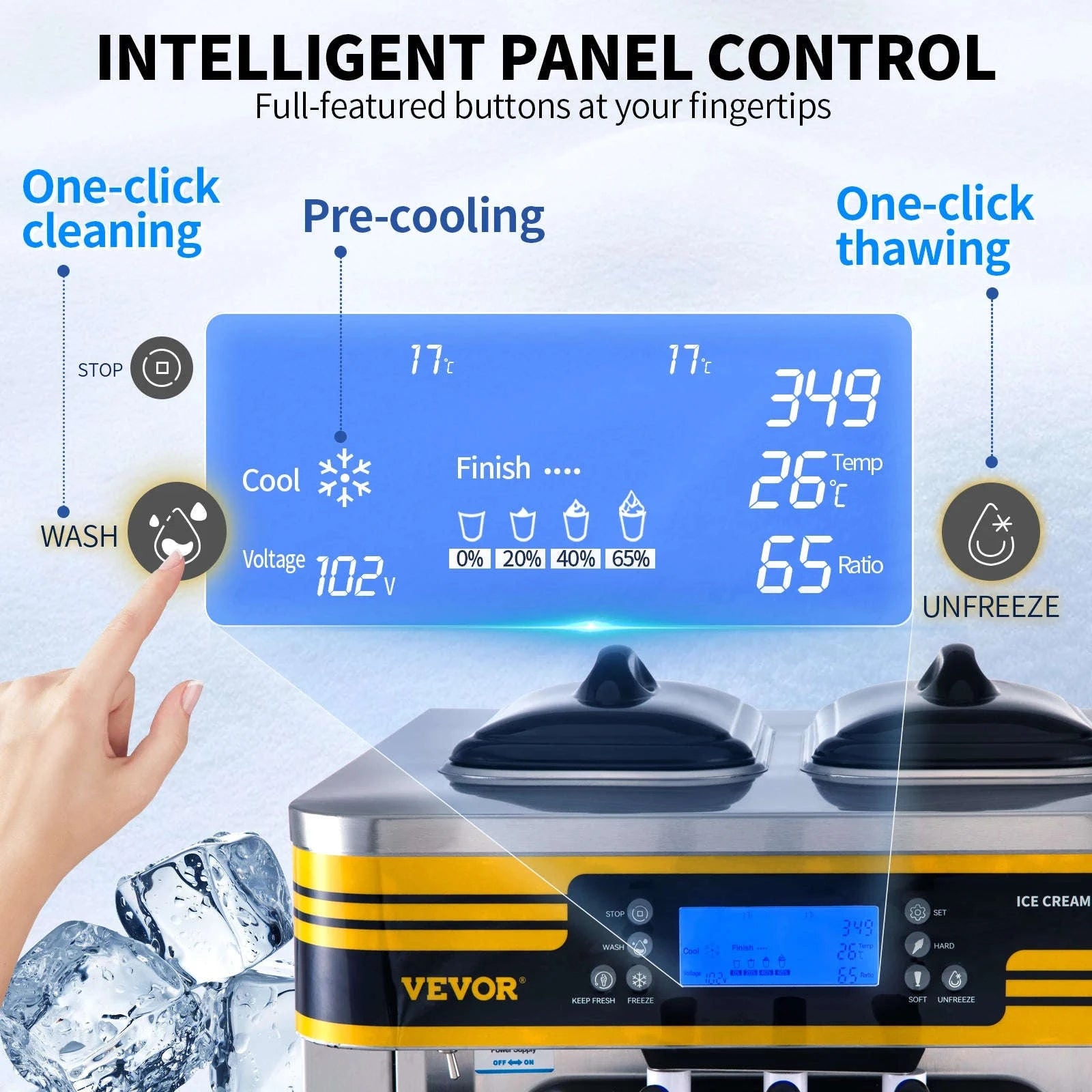 Commercial Countertop Soft Serve Ice Cream Machine 3 Flavors 22-30 L/H-United States