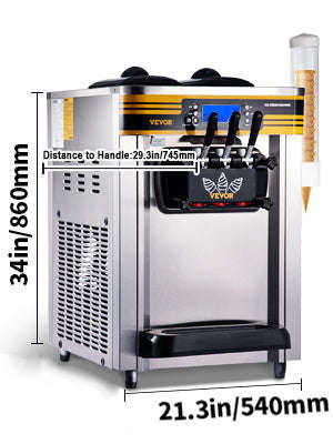 Commercial Countertop Soft Serve Ice Cream Machine 3 Flavors 22-30 L/H-United States