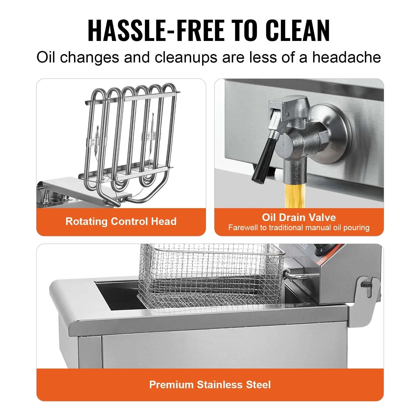 Commercial Deep Fryer Electric Countertop Stainless Steel Single Fryer-Upgraded type / france