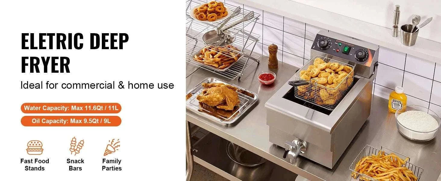 Commercial Electric Countertop Deep Fryer, Stainless Steel 9L-Basic type / United States