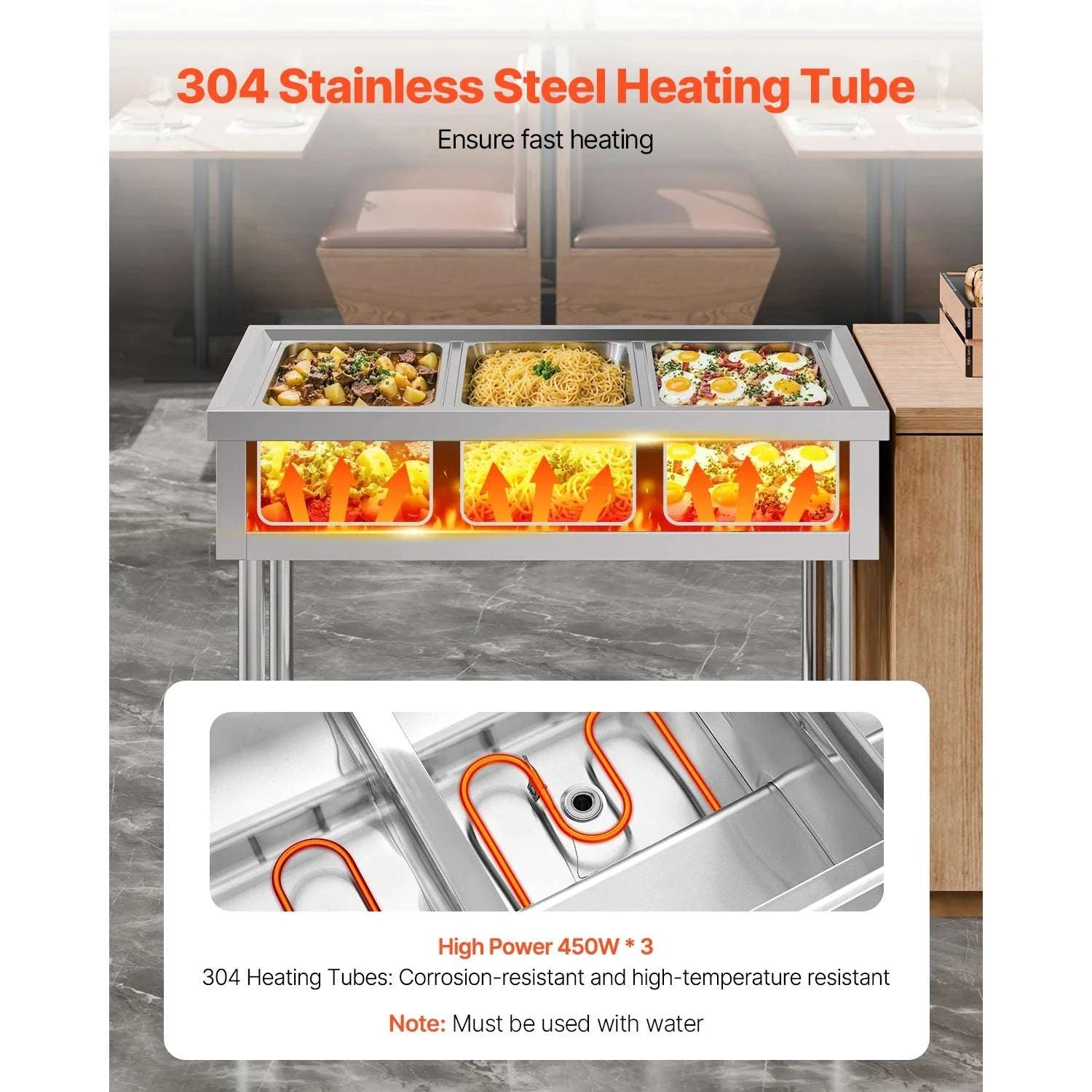 Commercial Electric Food Warmer Steam Table with 3-5 Pans-3 Pans / United States