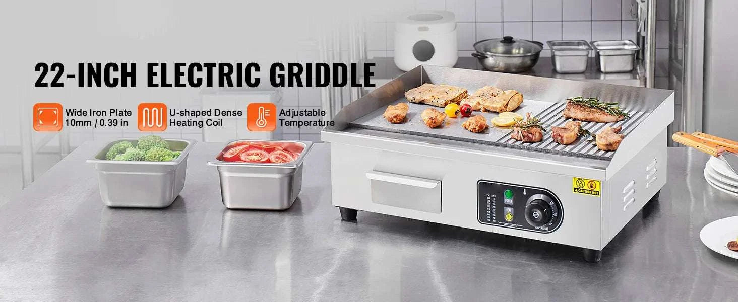 Commercial Electric Griddle 122–572°F Flat Top Countertop Grill-14inch / United States
