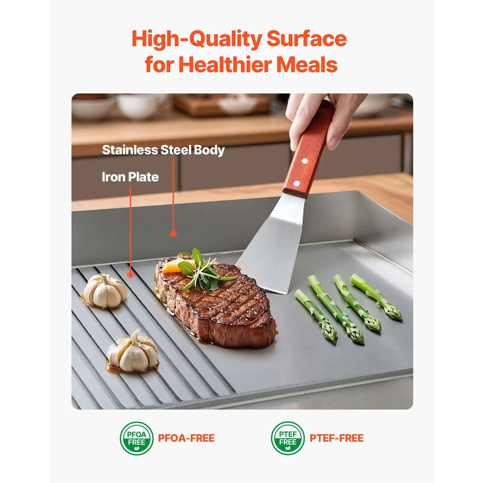 Commercial Electric Griddle 21" Flat & Grooved 1750W Temp Control-