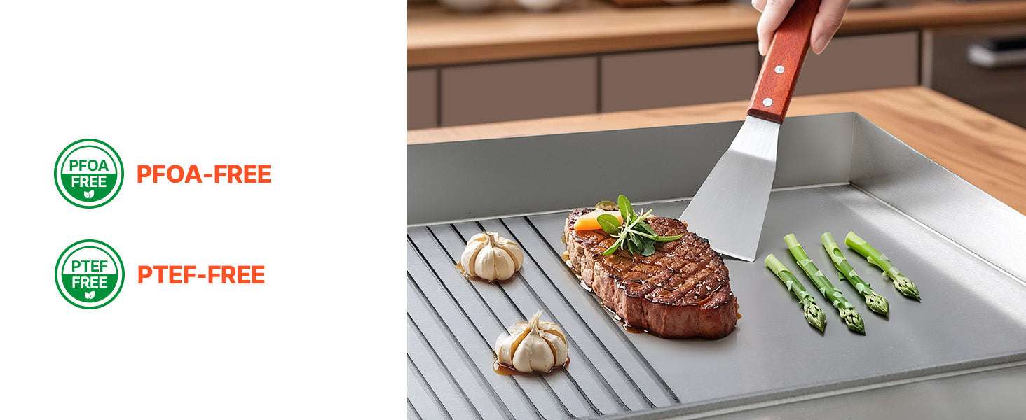 Commercial Electric Griddle 21" Flat & Grooved 1750W Temp Control-