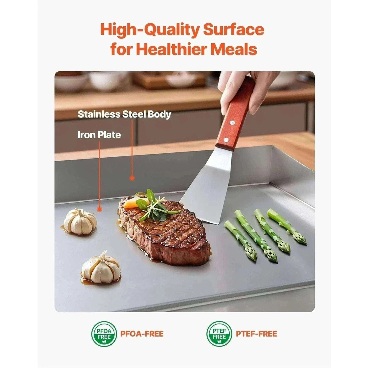 Commercial Electric Griddle 3200W Flat Top Grill with Temp Control-28.5inch Half flat / United States