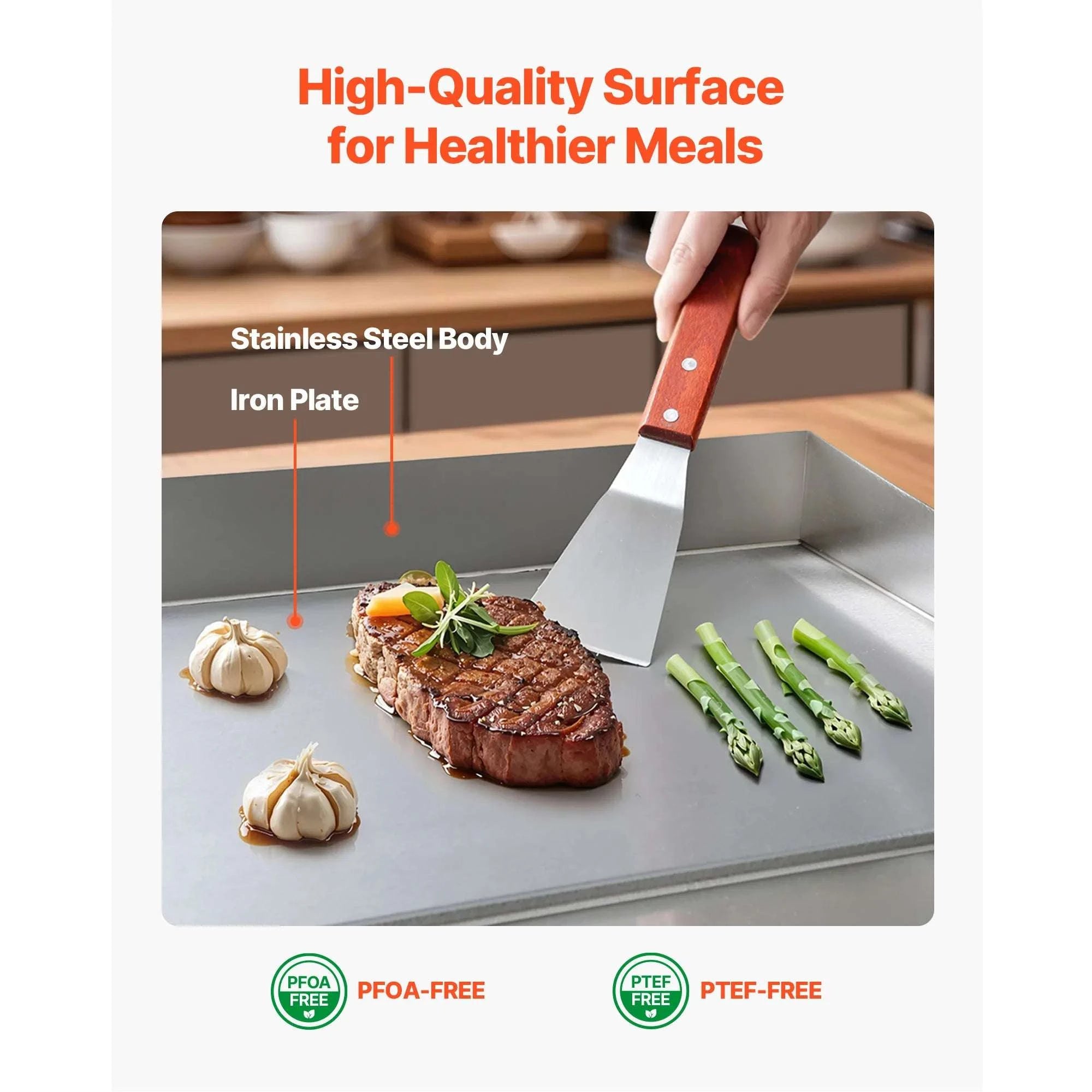 Commercial Electric Griddle 3200W Flat Top Grill with Temp Control-28.5inch Half flat / United States
