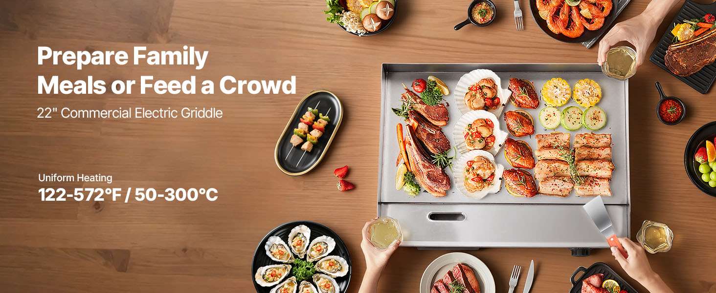 Commercial Electric Griddle 3200W Flat Top Grill with Temp Control-28.5inch Half flat / United States
