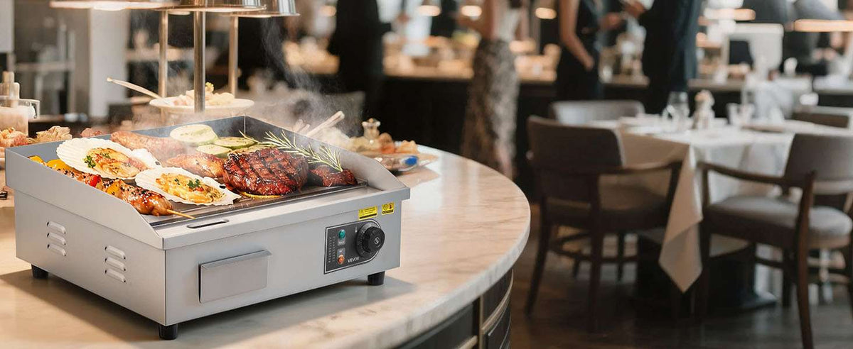 Commercial Electric Griddle 3200W Flat Top Grill with Temp Control-28.5inch Half flat / United States