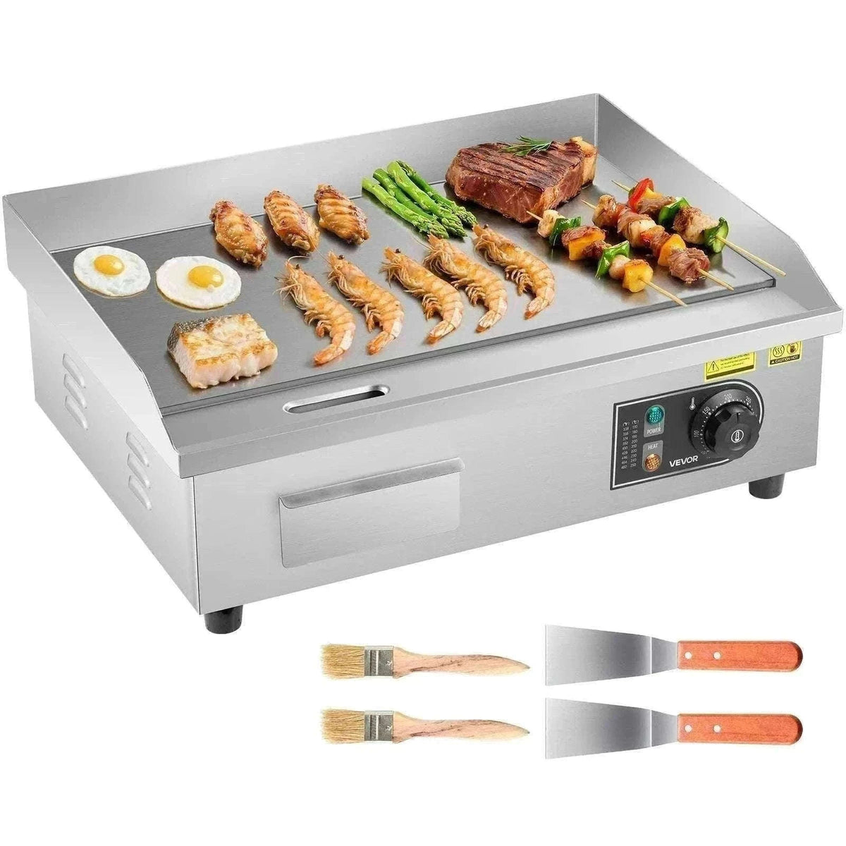 Commercial Electric Griddle 3200W Flat Top Grill with Temp Control-28.5inch Half flat / United States