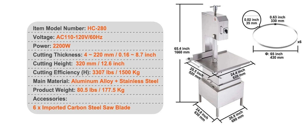 Commercial Electric Meat Bandsaw for Frozen Meat and Bone-United States