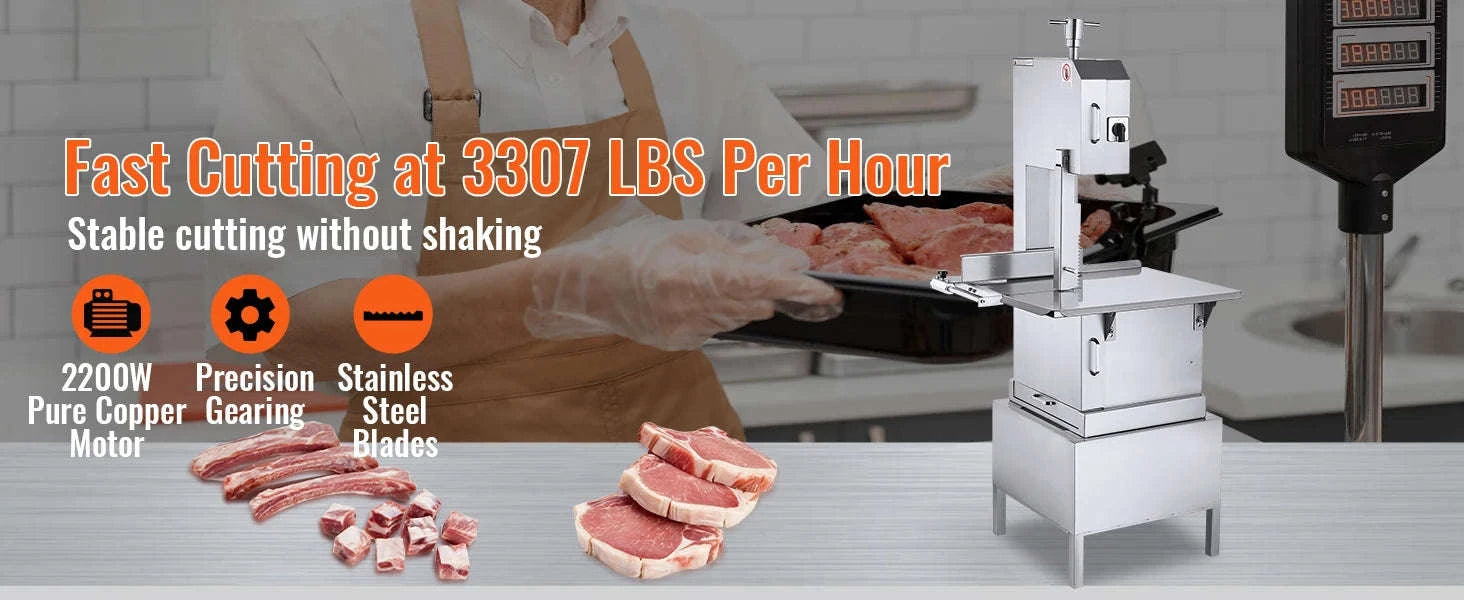 Commercial Electric Meat Bandsaw for Frozen Meat and Bone-United States