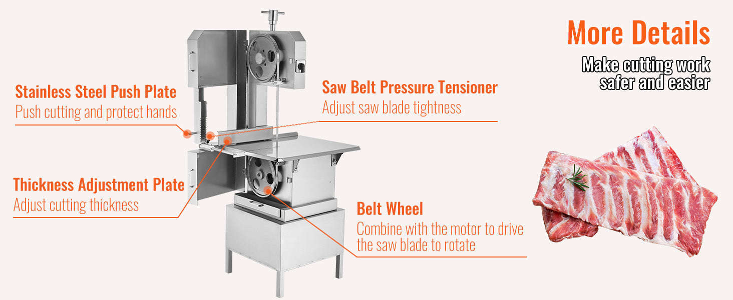 Commercial Electric Meat Bandsaw for Frozen Meat and Bone-United States